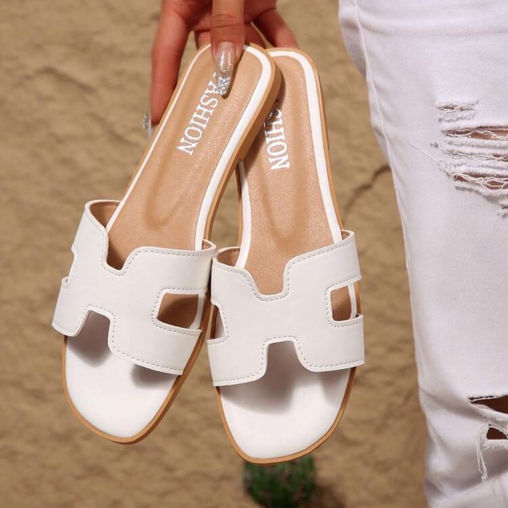 Fashion White Women's Slide Sandals